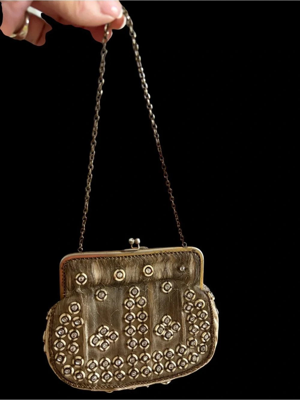 Vintage Kiss-Lock Gold Embellished Coin Purse Clutch